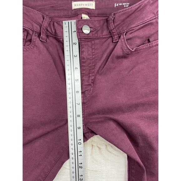 Warp + Weft Women's JFK Skinny Jeans Size 29 x 29 Burgundy Mid Rise Colorful - Picture 6 of 11